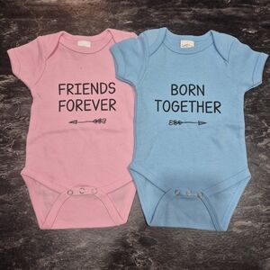 Cute Friends Forever and Born Together Bodysuit Set